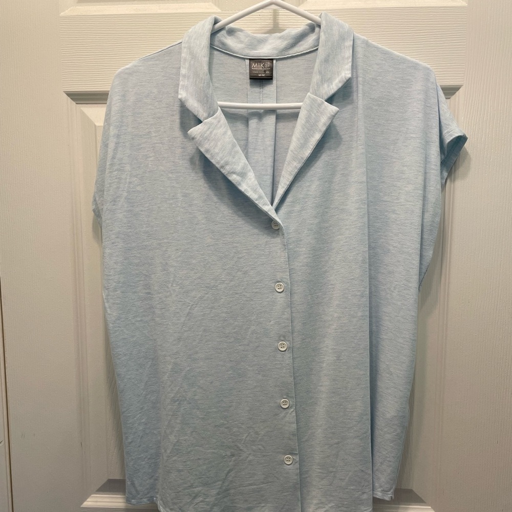 Light Blue Women's Button-Front Blouse by Miik